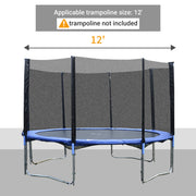 Soozier 12FT Trampoline Net Enclosure Trampolining Bounce Safety Accessories w/ 8 Poles Net Enclosure Only, Black