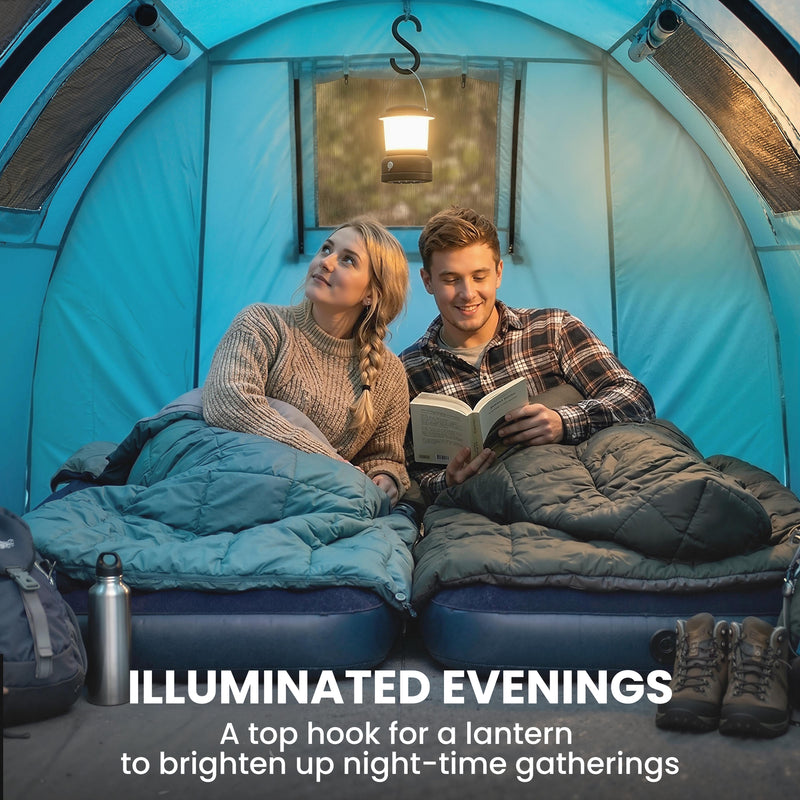 Outsunny - 3-4 Person Camping Tent with 2 Rooms, 3000mm Waterproof Portable Family Tent with Carry Bag, Sky Blue