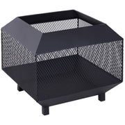 Outsunny - 17" Outdoor Fire Pit with Fire Poker, Wood Burning Firepits, Portable Firepit for Patio Backyard Bonfire Camping, Black