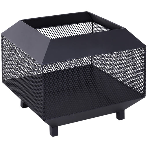 Outsunny - 17" Outdoor Fire Pit with Fire Poker, Wood Burning Firepits, Portable Firepit for Patio Backyard Bonfire Camping, Black