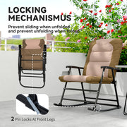 Outsunny - Folding Rocking Chair Set of 2 Padded Rockers with Armrest, Light Brown