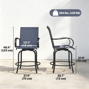 Outsunny - Outdoor Bar Stools Set of 2, 360° Swivel Bar Height Chairs, 26.8" x 29.5" x 48.4", Navy Blue