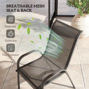 Outsunny - Set of 2 Outdoor Dining Chairs, Stackable Lawn Chairs with High Back, Breathable Mesh Seat for Garden Porch, Black