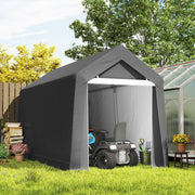7' x 12' Outdoor Storage Shed Portable Garage with Roll-up Door for Motorcycle, Bike, Garden Tools, Dark Grey