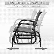 Outsunny - Patio Glider with Breathable Mesh Fabric Seat & Backrest, Metal Frame Outdoor Glider Swing Chair with Armrests, Grey