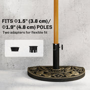 20 lbs Resin Half Round Patio Umbrella Base 20" Outdoor Decorative Parasol Stand Holder For Φ1.5", Φ1.9" Pole, Bronze