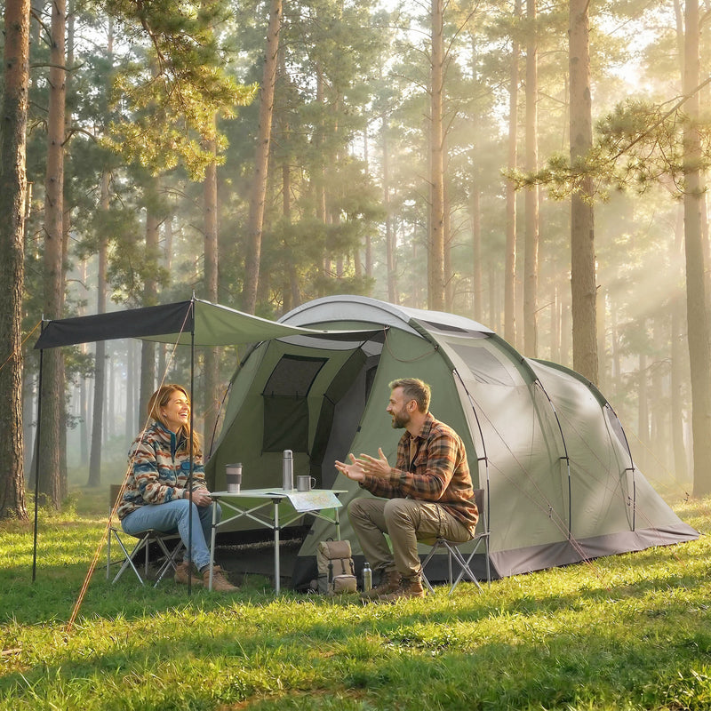 Outsunny - Camping Tent Waterproof Camping Tent with Two Room for 3-4 Person Waterproof, Green