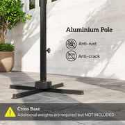 8 FT Aluminium Cantilever Patio Umbrella with 360° Rotation, Cross Base, Crank and Tilt for Garden, Patio, Light Grey