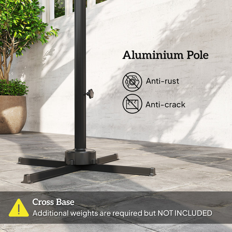 8 FT Aluminium Cantilever Patio Umbrella with 360° Rotation, Cross Base, Crank and Tilt for Garden, Patio, Light Grey