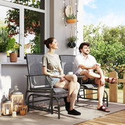Outsunny - Patio Glider Rocking Chair 2 Person Outdoor Loveseat Rocker Garden Furniture Bench, Grey