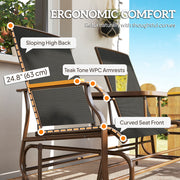 Outsunny - Outdoor 2-Person Glider Bench, Outside Swing Glider Chair Loveseat with Breathable Mesh, Table, Steel Frame