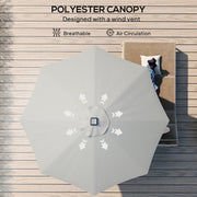 8.8 ft Solar Powered Outdoor Patio Umbrella Round Market Table Umbrella with Adjustable LED Lights Tilt Crank Dark Grey