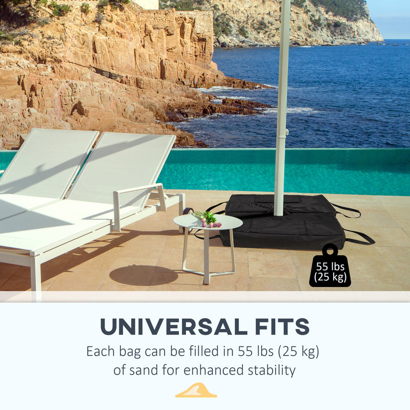 Outsunny - 2pc Umbrella Base Weight Bag, Garden Parasol Weight Base, Filled Sand Fits Most Umbrella w/ Scoop Up 55lbs, Black — 84D-054V00BK