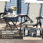 Outsunny - 3 Pieces Patio Bistro Set, Outdoor Folding Table and Chairs Set, Metal Patio Furniture Set with Cup Holders