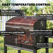 Outsunny - BBQ Trolley Charcoal Grill Portable Stainless Steel Barbecue Tool Kits w/ Wheels Side Shelf for Camping Hiking Picnic