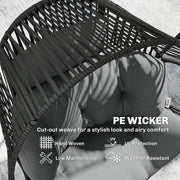 Outsunny - Wicker Egg Chair, Indoor Outdoor Rattan Lounge Chair with Thick Cushion and Headrest, Steel Frame, Adjustable Pads, Grey