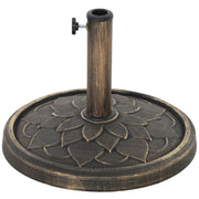 Outsunny - Round Patio Umbrella Base, 26 lbs Resin Umbrella Stand Base, Heavy Duty Patio Umbrella Holder, Bronze
