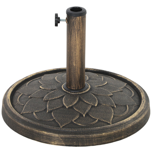 Outsunny - Round Patio Umbrella Base, 26 lbs Resin Umbrella Stand Base, Heavy Duty Patio Umbrella Holder, Bronze