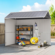 8.5' x 5.5' Metal Garden Storage Shed, Outdoor Tool Storage House with Lockable Door, Vents, Sloped Roof, Light Grey