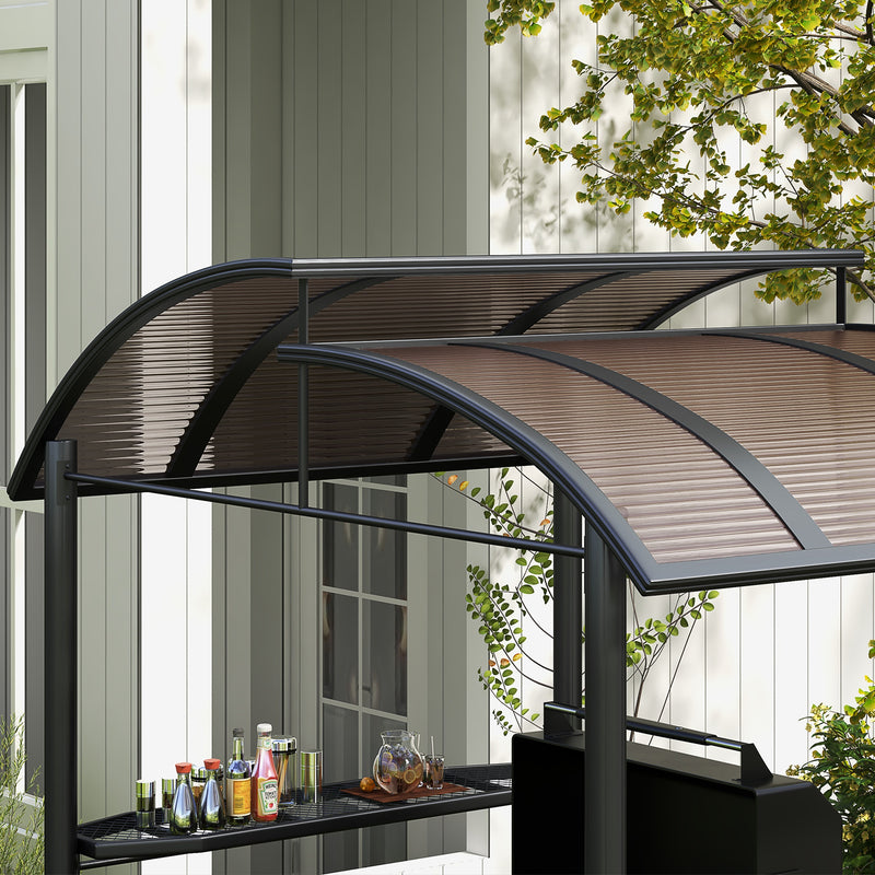 Outsunny - 8' x 5' Grill Gazebo with Vented PC Roof, Side Shleves, Dark Grey