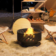 Outsunny - 3-in-1 Fire Pit Φ23.8" x 15.4" Outdoor Fire Bowl with Grill Grate, Wood-Effect Fire Basket