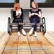 Outsunny - Patio Double Glider Outdoor Steel Sling Fabric Gliding Bench Garden Swing Chair Heavy-Duty Porch Rocker Garden Loveseat Grey