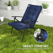 Outsunny - Set of 2 Outdoor Folding Chairs with Adjustable Backrest, Padded Camping Chairs for Outdoor Events, Blue