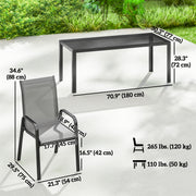Outsunny - 9 Pieces Patio Set with Stackable Chairs, Patio Dining Set with Glass Top for Garden, Patio, Backyard, Light Grey
