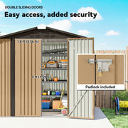 6.5' x 4' Outdoor Storage Shed, Metal Garden Shed with Lockable Double Doors, 4 Vents, Yellow