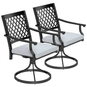 Outsunny - Outdoor Patio Chairs Set of 2, Metal Swivel Rocker Chairs with Cushion and Armrests for Backyard, Garden, Patio