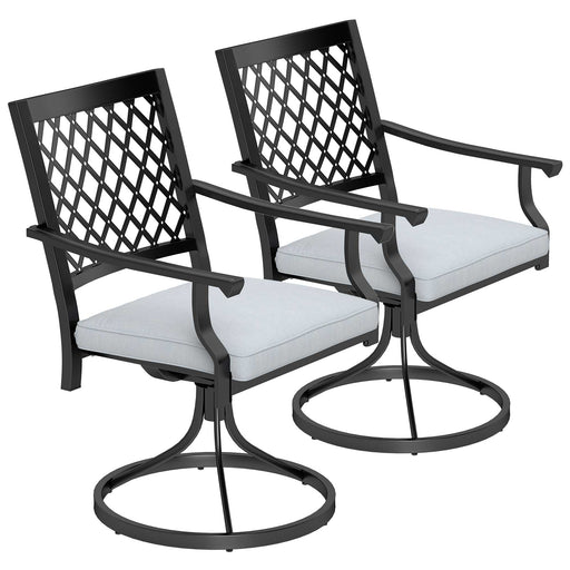 Outsunny - Outdoor Patio Chairs Set of 2, Metal Swivel Rocker Chairs with Cushion and Armrests for Backyard, Garden, Patio