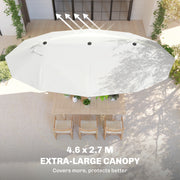 15' Outdoor Patio Umbrella with Twin Canopy Sunshade Steel Table Umbrella with Lift Crank Beige