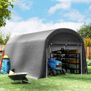 10' x 15' Portable Shed, Outdoor Storage Shed Tent with Roll-Up Zipper Door for Patio Garden Garage, Dark Grey