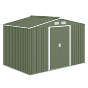 9.1'x6.4'x6.3' Garden Storage Shed w/ Foundation Kit Metal Tool Storage House w/ Double Doors Light Green