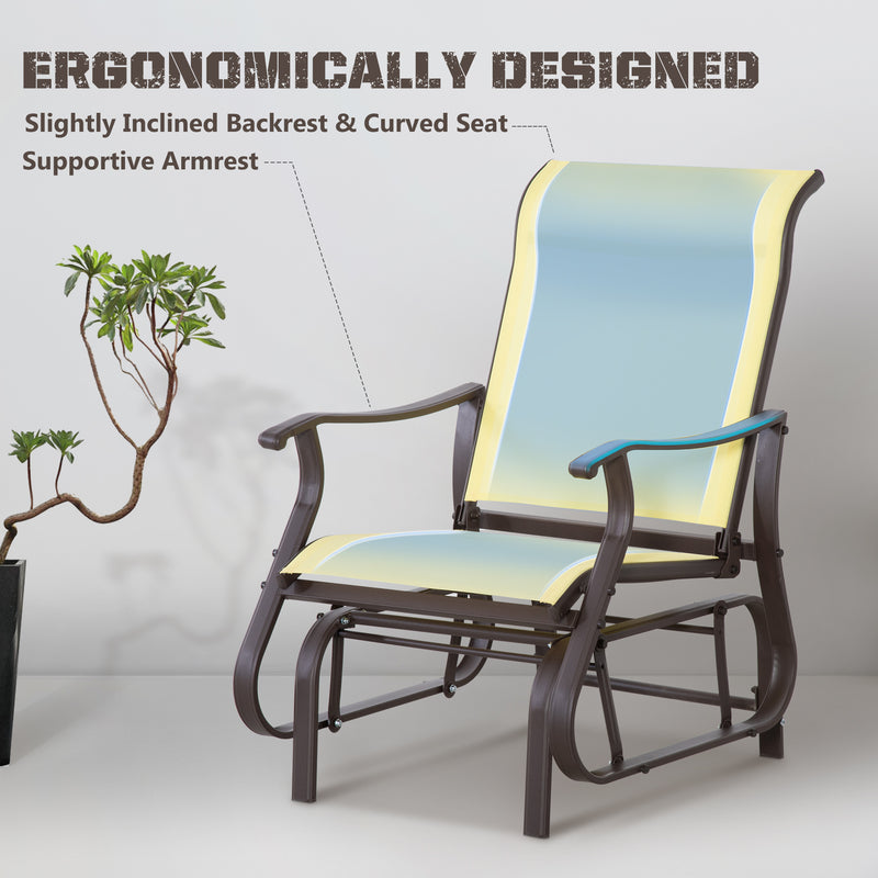 Outsunny - Outdoor Glider Chair, Patio Glider with Steel Frame and Mesh Fabric, Outdoor Chair for Backyard, Garden, Porch, Beige