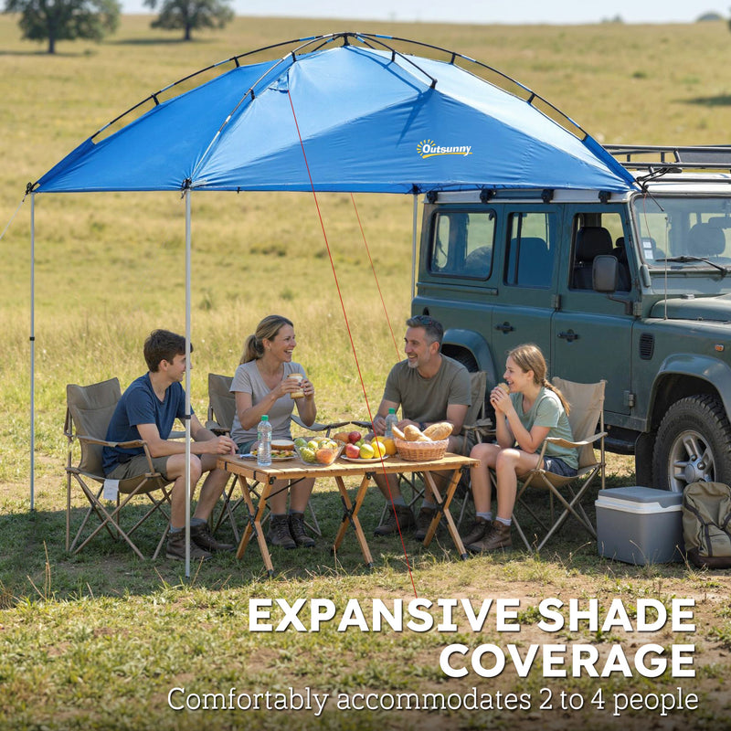 Outsunny - Car Awning Camping Tailgate Tent for SUV, 3000mm Waterproof Car Side Awning with Carry Bag, Light Blue