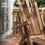 Outsunny - Wooden Outdoor Rocking Chair, Oversized Adirondack Patio Rocker with High Back and Slatted Seat, Carbonized