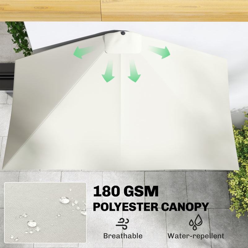 Outsunny - 8ft Half Umbrella Outdoor Balcony Parasol Patio Garden Outdoor Window Sun Shade w/ 5 Ribs, Beige — 84D-074BG