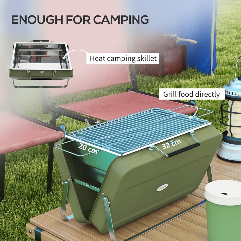 Outsunny - Metal Suitable-Style Portable BBQ Grill - Green