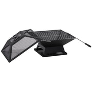 Outsunny - 17.7" Wood Burning Portable Fire Pit, Outdoor Firepit with Cooking BBQ Grill, Spark Screen, Poker for Backyard, Black