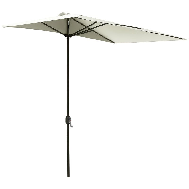 Outsunny - 8ft Half Umbrella Outdoor Balcony Parasol Patio Garden Outdoor Window Sun Shade w/ 5 Ribs, Beige — 84D-074BG