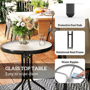 Outsunny - 3 Pieces Bistro Set, Small Patio Furniture Set with Stackable Mesh Chairs, Glass Table for Garden, Light Mixed Brown