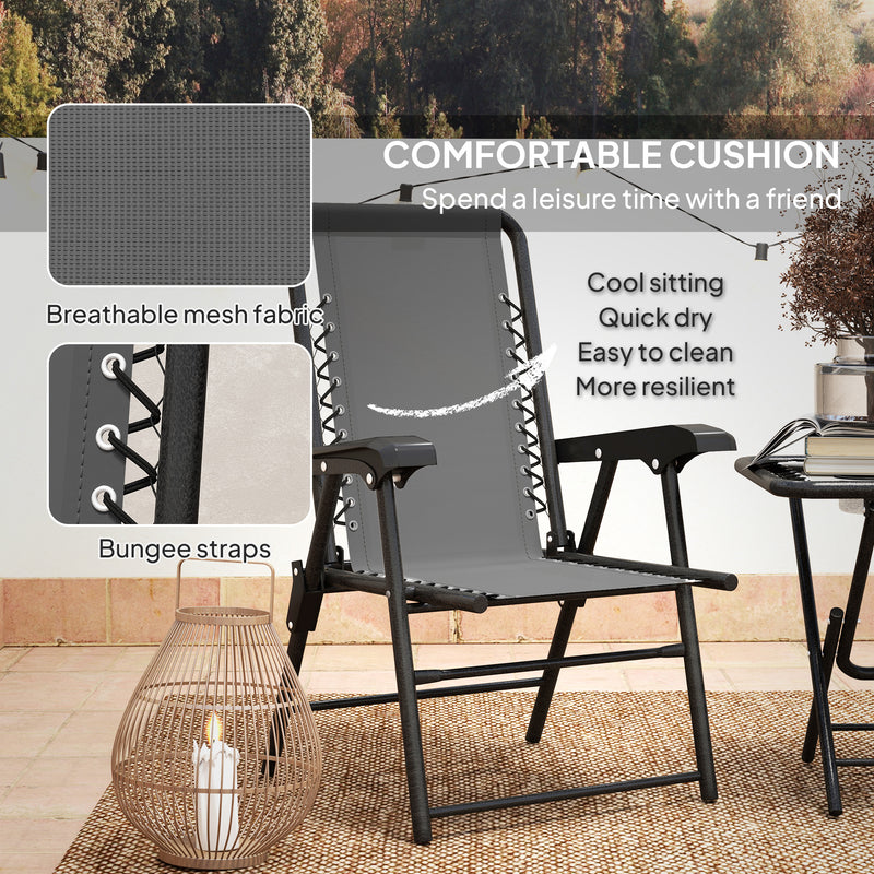 Outsunny - 3 Pieces Patio Bistro Set, Outdoor Folding Table and Chairs Set, Metal Patio Furniture Set with Cup Holders