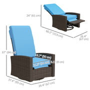 Outsunny - Outdoor Rattan Wicker Lounge Chair with Footrest & Soft Cushion for Patio, Garden, Backyard, Sky Blue