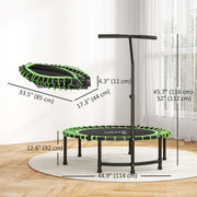 Soozier 45" Mini Trampoline for Adults, Foldable Fitness Exercise Rebounder with Adjustable Handle