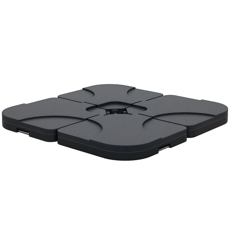 Outsunny - 4pc Portable Umbrella Base Weights Garden Parasol Base Outdoor Patio Umbrella Stand Holder Weights, Black