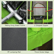 Aosom 55" Kids Trampoline with Enclosure Net for Indoor/Outdoor, Trampoline for Boys and Girls Age 3-6 Years, Green