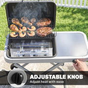 Outsunny - Portable Propane Gas BBQ Grill with Foldable Cart, Wheels, 9500 BTU Gas Barbecue Grill with Piezo Ignition Burner, Black
