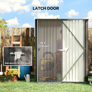 5' x 3' Outdoor Storage Shed, Steel Garden Shed with Single Lockable Door, Tool Storage Shed for Backyard, Light Grey