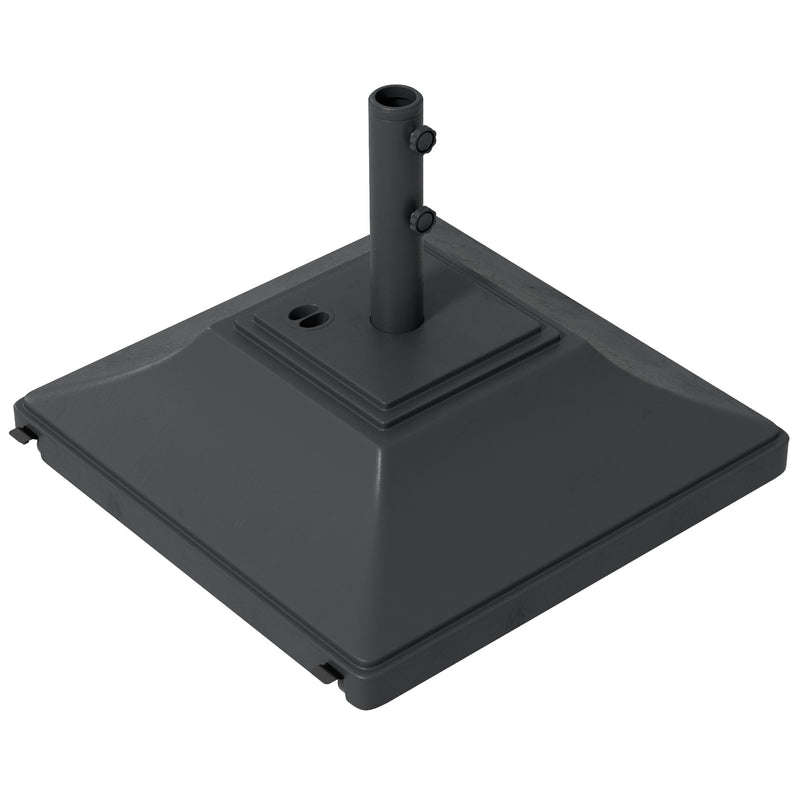 Outsunny - Square Umbrella Base with Wheels, 99 lbs Water or 132 lbs Sand Filled, with Double Adjustable Knob, Black — 84D-290V00BK